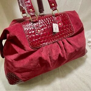 Alpha Logistica Velveteen and Crocodile -Embossed Weekender, NWT